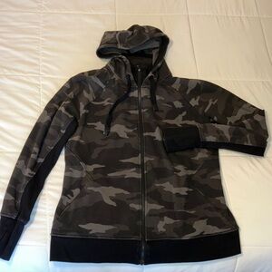 Athleta Dark Grey Camo Triumph Zip Hoodie, X-Large